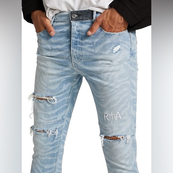 599 NWT RtA BRYANT ZEBRA PRINT SKINNY JEANS SZ 34